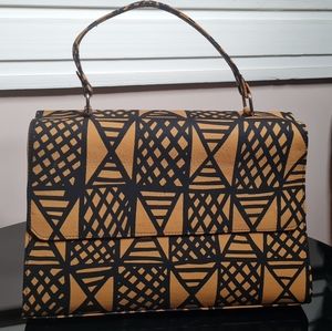 Beige African print Ankara Handbag